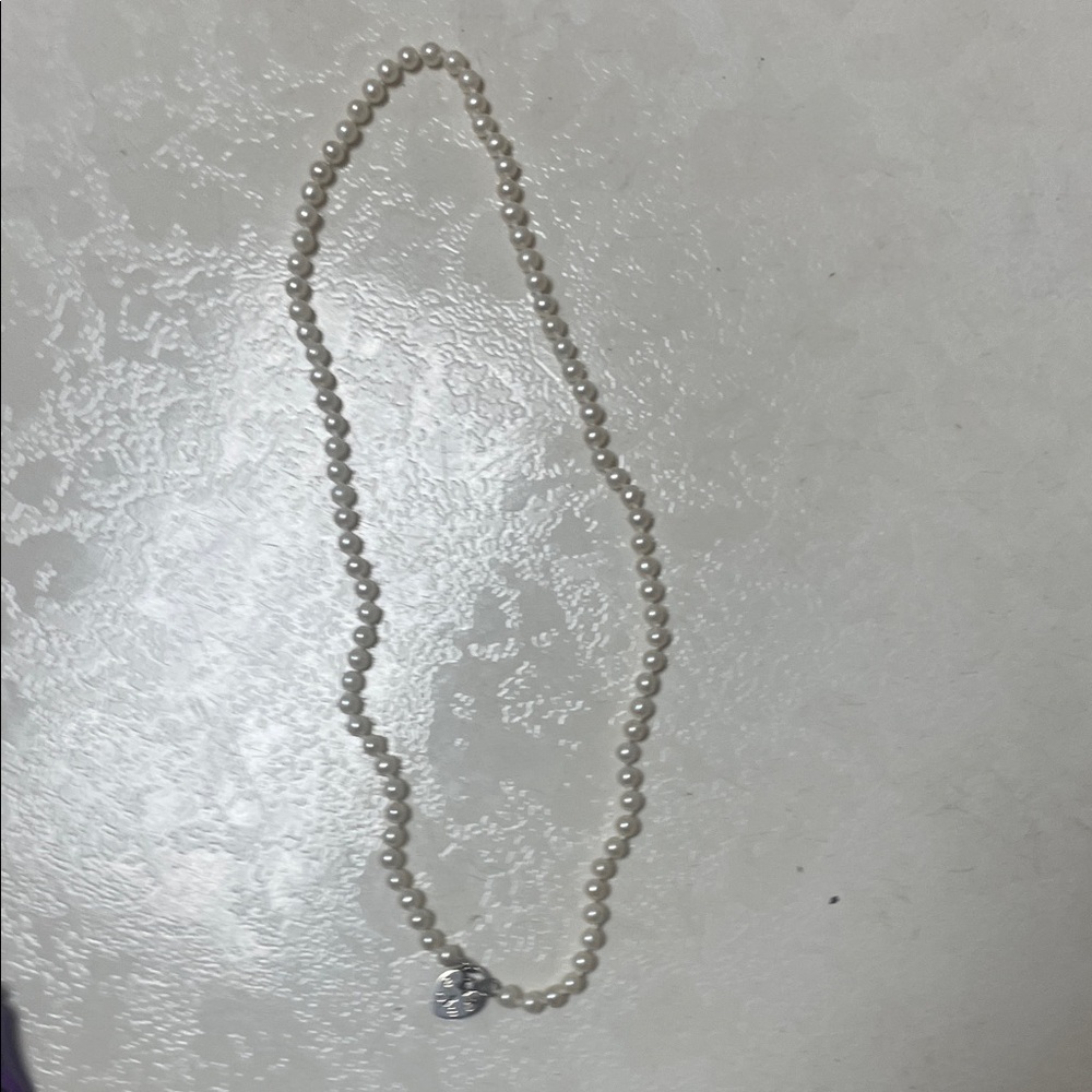 Silver heart 925 on a  White Pearl Necklace with Silver Charm